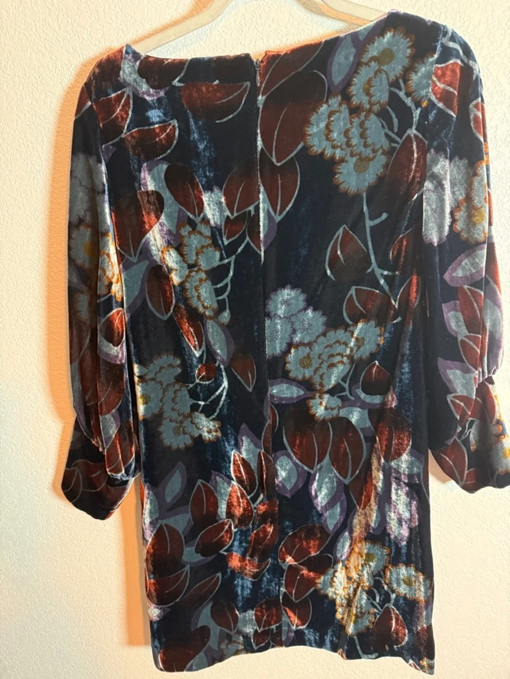 Ann Taylor Dark Floral Velvet Puff Sleeve Dress Size 6 Petite Career Evening